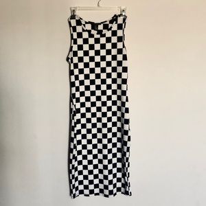 Black and White Checkerboard Midi Dress